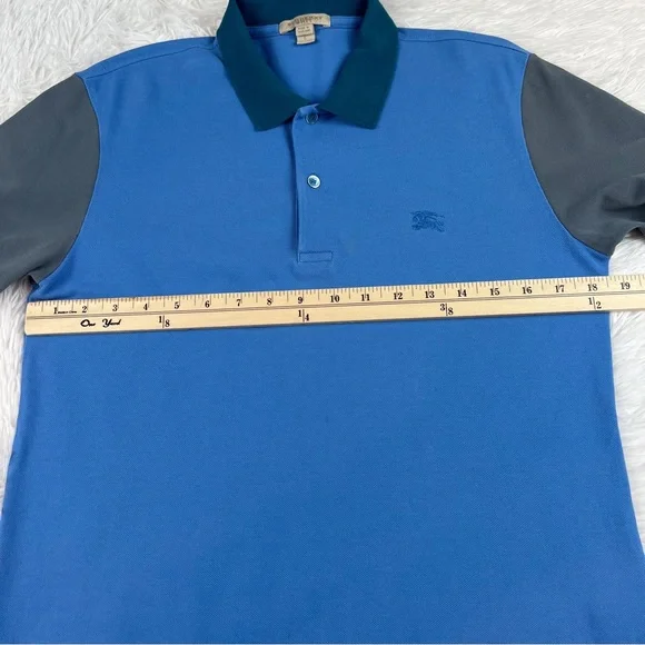 Burberry Brit Men's short sleeve color block polo shirt in blue - Picture 4 of 8